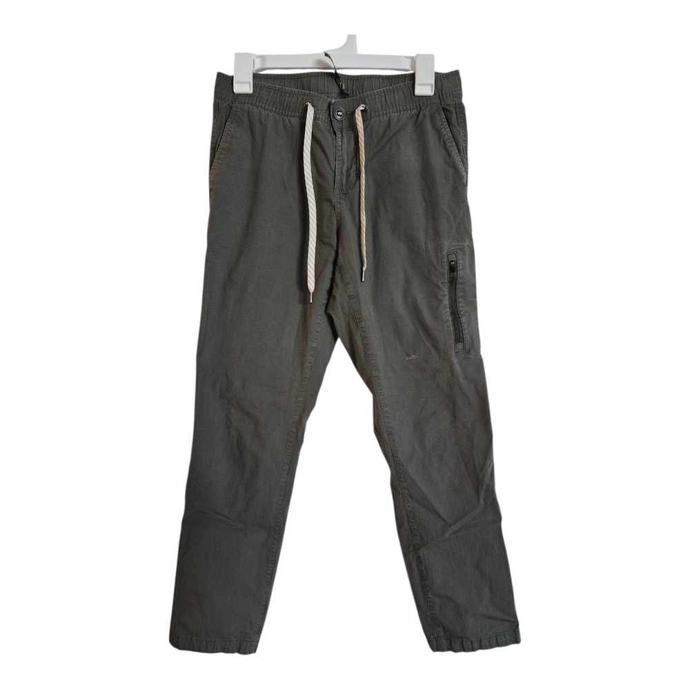 Vuori Men's Small Ripstop Jogger Pants Army Green Elastic Waist Drawstring